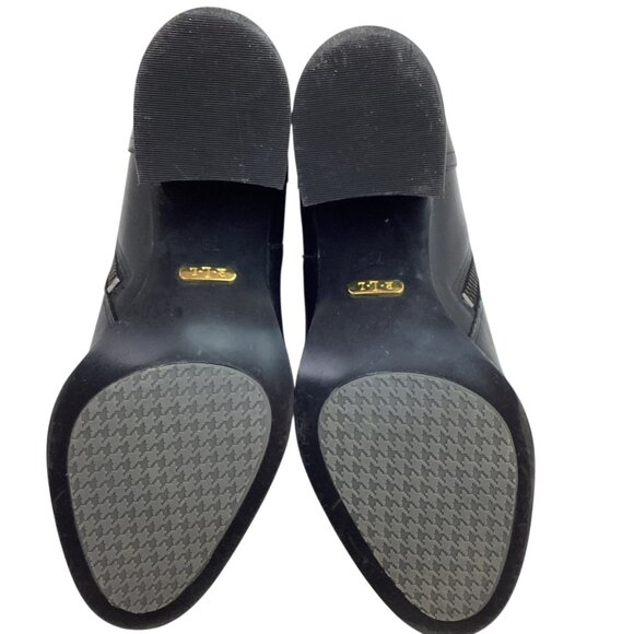 Lauren Ralph Lauren Genna Leather Ankle Boots Womens 7B Black Side Zipper & Buck - Picture 9 of 14